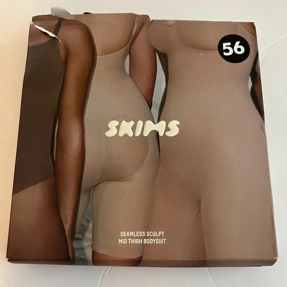 Skims Seamless Sculpt Mid Thigh Bodysuit in Espresso Brown NIB